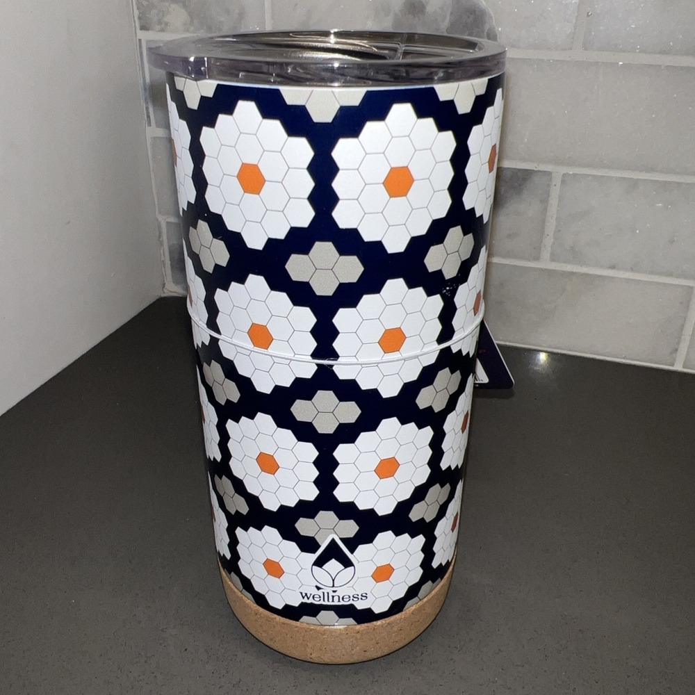 NWT~ Wellness 16 oz Stainless Steel Vacuum Insulated Tumbler w/ Cork Base